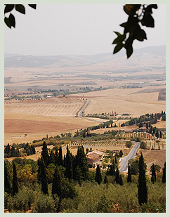 View of the Val D'Orcia from Pienza